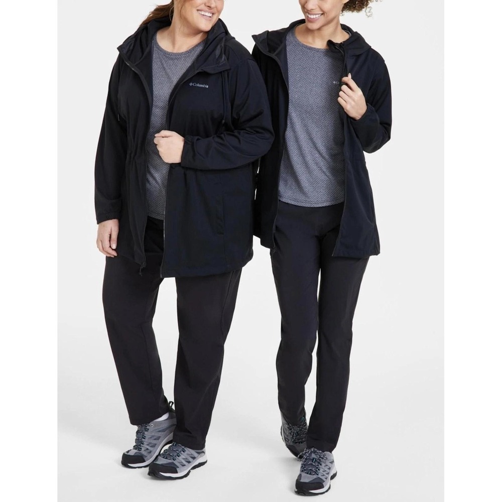 Columbia Women Omni-Shield Black Hooded Full Zip Lightweight Jacket Coat Plus 2X